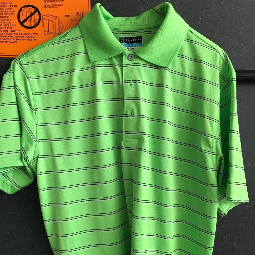 Green Striped PGA Tour Polo
